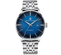 SHARPHY Montre homme mécanique calendrier simplicité automatique bracelet en acier inoxydable étanche bleu argent classique mode