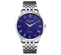 SHARPHY Montre homme quartz acier inoxydable sangle étanche décontractée personnalité mode classique bleu argent