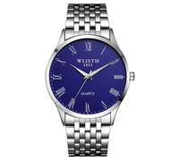 SHARPHY Montre homme quartz lumineux haute qualité bracelet en acier étanche classique argent bleu