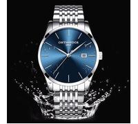 SHARPHY montre homme - Simple et ultra-mince - Dateur - Étanche - Quartz - Analogique - Bleu