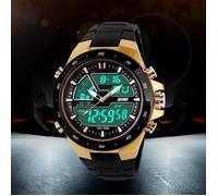 SHARPHY® Superbe Montre Homme de Marque Sport LED Numérique Analogique doré étanche militaire