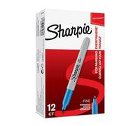 Sharpie 2025038 Boîte de 12 Marqueurs permanent pointe fine encre Bleu brillant