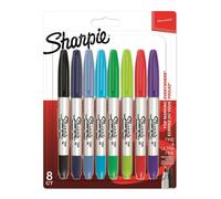 Sharpie 2065409 1x8 Twin Tip marqueur permanent UF + F 8 couleurs