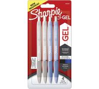 SHARPIE S-Gel, Stylos gel, Pointe moyenne (0,7 mm), Corps bleu glacier et blanc perle, Encre bleue ou noire, Lot de 4
