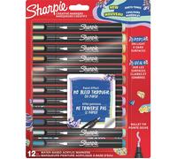 Sharpie Feutres acrylique Couleurs minérales – Pointe ogive – Encre anti-bavures – Lot de 12