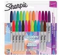 Sharpie – Marqueurs permanents Electro Pop, pointe fine, assortiment de couleurs originales, lot de 24