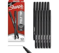 Sharpie Boîte de 12 stylos à pointe fine, Rouge, noir, 12