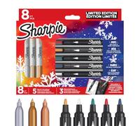 Sharpie coffret cadeau marqueurs permanents & créatifs, pointes fine et ronde, couleurs assorties & métalliques, 2 cartes personnalisables, idéal anniversaire & école, lot de 8