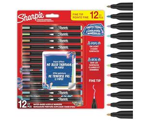 Sharpie Creative Marker Lot de 12 marqueurs de peinture acrylique | Tons terre | Marqueurs de peinture à base d'eau à pointe fine | Encre sans bavure pour écriture sur la plupart des surfaces |