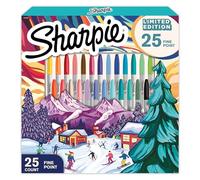 Sharpie Ensemble de marqueurs permanents Assortiment de couleurs en édition limitée pour la saison festive | Pointe fine | 25 feutres marqueurs