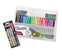 Sharpie Ensemble de marqueurs permanents Assortiment de couleurs exclusif et couleurs métalliques assorties | Pointe fine | 20 unités + 3 unités