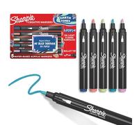 SHARPIE Marqueurs Créatifs Peinture Acrylique | Tons Terre | Marqueurs de Peinture à Base d’Eau | Encre Anti-Bavures Écrit sur la Plupart des Surfaces | Pointe Balle | Couleurs Assorties | Lot de 5
