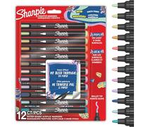 Sharpie Feutres acrylique | Couleurs Minérales | Pointe ogive | Feutres de coloriage adulte idéal pour coloriage mystèredessineretc. | Encre anti-bavures à base d’eau | Lot de 12