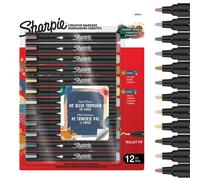 Sharpie Feutres acrylique | Pointe ogive | Feutres de coloriage adulte idéal pour coloriage mystère, dessiner etc. | Encre anti-bavures à base d’eau | Teintes Chaudes | Lot de 12