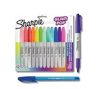Sharpie Glam Pop Lot de 12 marqueurs permanents à pointe fine Couleurs vives