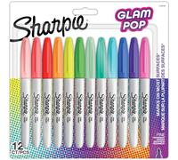 Sharpie Glam Pop Marqueurs permanents | Pointe fine pour des détails audacieux | Couleurs assorties | 12 feutres marqueurs
