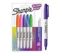 SHARPIE Glam Pop Marqueurs permanents | Pointe fine pour des détails audacieux | Couleurs assorties | 5 feutres marqueurs