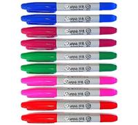 Sharpie Lot de 10 marqueurs permanents à double pointe fine et ultra fine (pointe ogive et pointe fine) Couleurs assorties (emballage d'origine - emballage non détaillé)