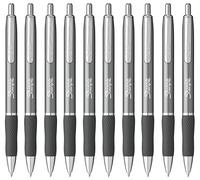 Sharpie Lot de 10 stylos à encre gel S-gel, pointe moyenne 0,7 mm, encre noire, corps en métal, gris acier