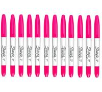 Sharpie Lot de 12 marqueurs à double pointe fine et ultra fine Rose vif
