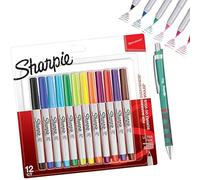 SHARPIE Lot de 12 marqueurs permanents à pointe ultra fine + stylo à bille Tikky