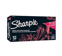 SHARPIE Lot de 12 marqueurs permanents métalliques, pointe fine, rubis, marqueurs permanents (2029673)