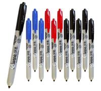 Sharpie Lot de 12 marqueurs permanents rétractables | Pointe fine | Couleurs professionnelles : noir, bleu et rouge