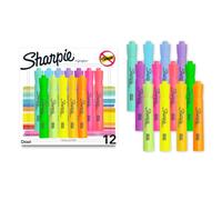 Sharpie Lot de 12 surligneurs pour réservoir, couleurs assorties, pointe biseautée, essentiels pour la rentrée scolaire, fournitures pour enseignants et de bureau, résistants aux taches
