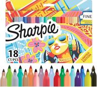 Sharpie – Marqueurs permanents à pointe fine, couleurs assorties – Lot de 18