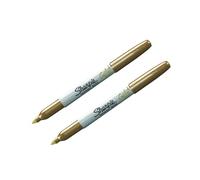 Sharpie Lot de 2 marqueurs permanents dorés métallisés - Pointe fine - Imperméable - Résistant à la décoloration - Pour écrire sur des surfaces sombres - Utilisation multi-surfaces - Bricolage