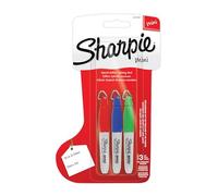 Sharpie Lot de 3 marqueurs permanents à pointe fine, édition de vacances, taille mini, couleurs assorties, parfaits pour le papier, le plastique, le métal, les projets d'artisanat, les bas de Noël