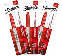 Sharpie Lot de 3 marqueurs permanents Pointe fine Fine Rouge