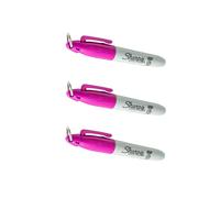 Sharpie Lot de 3 mini marqueurs permanents, pointe fine, format de poche avec porte-clés, rose, magenta