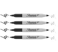 Sharpie Lot de 4 marqueurs permanents à double pointe | Pointe fine et ultra fine | Noir | Dans un sac en plastique
