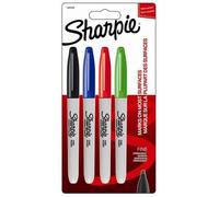 Sharpie Lot De 4 Marqueurs Permanents - Pointe Fine - Couleurs Standard Assorties