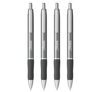 Sharpie Lot de 4 stylos S-gel à pointe moyenne de 0,7 mm, encre noire, corps en métal, gris acier