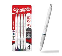 SHARPIE Lot de 4 stylos S-gel, stylos à encre gel tendance, corps blanc nacré, pointe moyenne (0,7 mm), assortiment de couleurs foncées riches