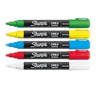 Sharpie Lot de 5 marqueurs à craie effaçable à l'eau pour tableau blanc, pointe moyenne et épaisse, encre liquide multicolore à base d'eau