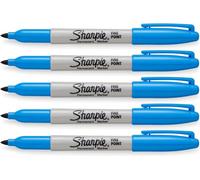 Sharpie Lot de 5 marqueurs permanents bleus à pointe fine (bleu brillant)