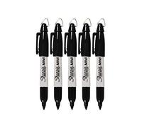 Sharpie Lot de 5 mini marqueurs permanents avec clips porte-clés de golf, pointe fine, encre noire