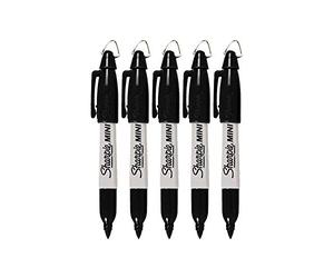 Sharpie Lot de 5 mini marqueurs permanents avec clips porte-clés de golf, pointe fine, encre noire