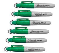 Sharpie Lot de 6 mini marqueurs permanents avec porte-clés pour clés, chaînes et cordons, pointe ogive, pointe fine, couleur verte