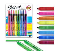 Sharpie Lot de 6 surligneurs rétractables à pointe biseautée fluorescents pour salle de classe, journal, étude, fournitures de couleurs assorties