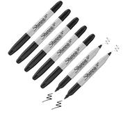Sharpie Lot de 7 marqueurs permanents à double pointe - Pointe fine et ultra fine - Noir