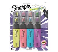 Sharpie Lot de 8 surligneurs Clear View avec pointe biseautée transparente | Couleurs d'encre fluorescentes assorties