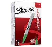 SHARPIE Lot de marqueurs permanents à pointe fine marqueur indélébile - Vert 12 pièces (S) (vert, vert, blanc, fin, 12 pièces (S)