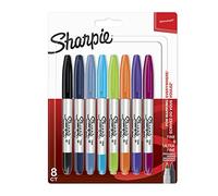 Sharpie marqueur double permanent à pointe ultrafine et pointe fine - noir Lot de 8 coleurs assorties
