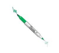 Sharpie Marqueur permanent à double pointe - Encre verte - Double pointe fine et ultra fine - 1 pièce - Imperméable et résistant à la décoloration