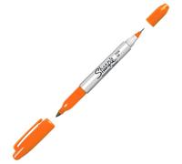 Sharpie Marqueur permanent double pointe - Orange - Double pointe fine et ultra fine - 1 pièce - Imperméable et résistant à la décoloration