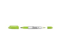 Sharpie Marqueur permanent double pointe - Vert citron - Double pointe fine et ultra fine - 1 pièce - Imperméable et résistant à la décoloration